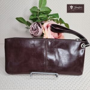 3/$25 XOXO Brown Faux Smooth Leather Zip Clutch/Wristlet